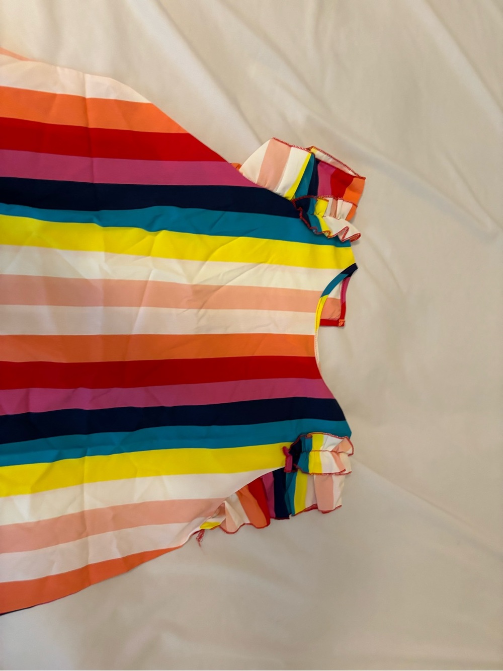 Bright Rainbow Striped Ruffle Sleeve dress